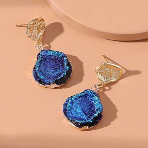 🆕Blue Textured Stone Drop Earrings